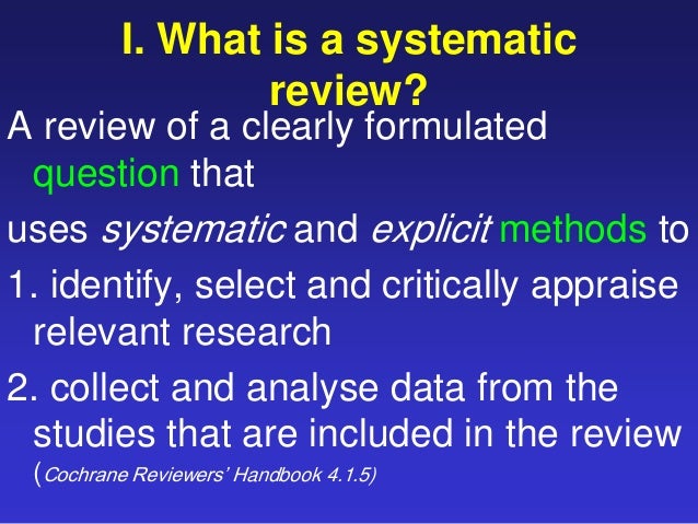 how to do a systematic review cochrane