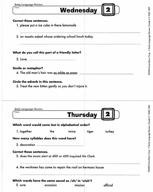 daily language review grade 2 pdf