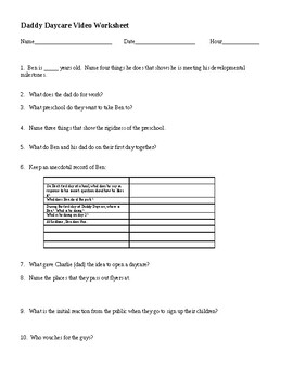 daddy day care movie review worksheet answers