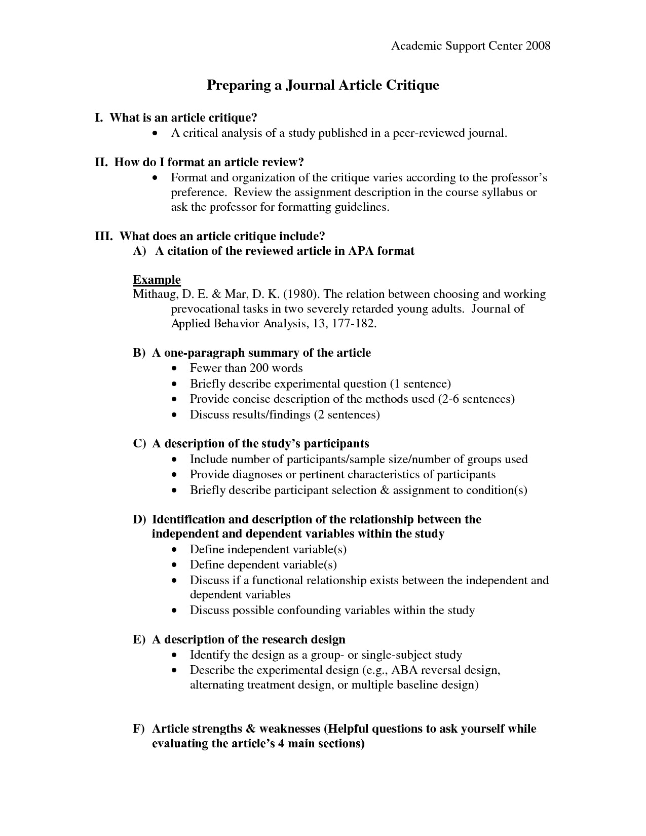 critical review of journal article sample