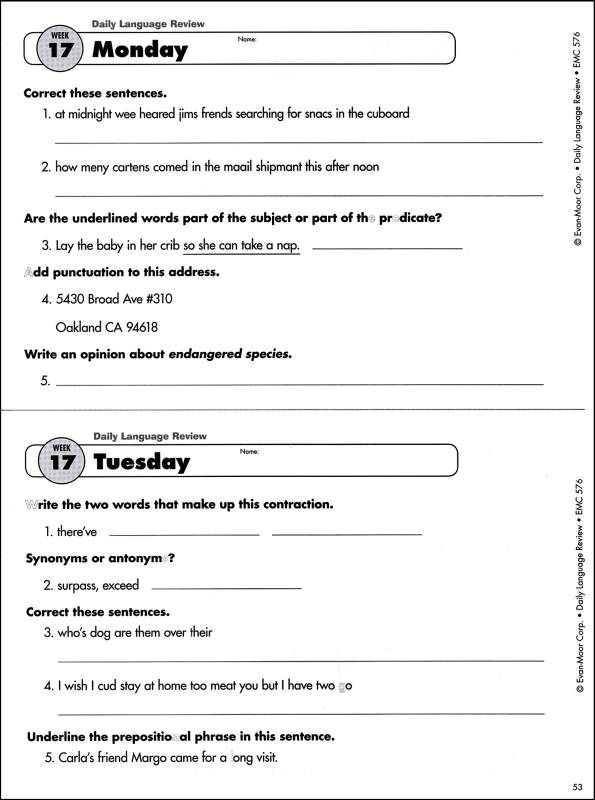 daily language review grade 5